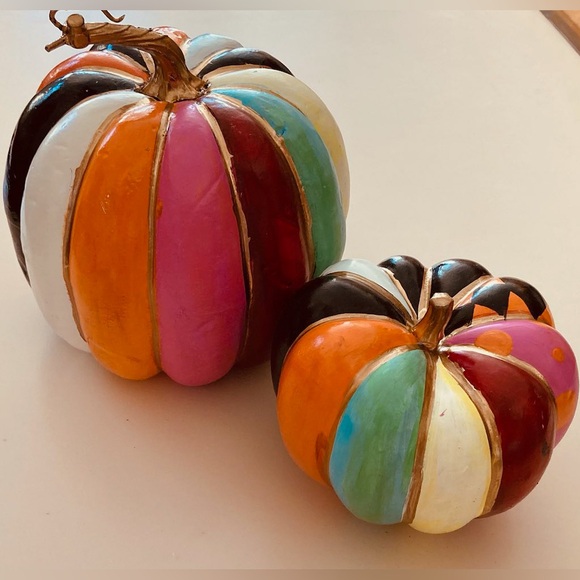 Other - set of two Handpainted Mackenzie Childs inspired pumpkins
